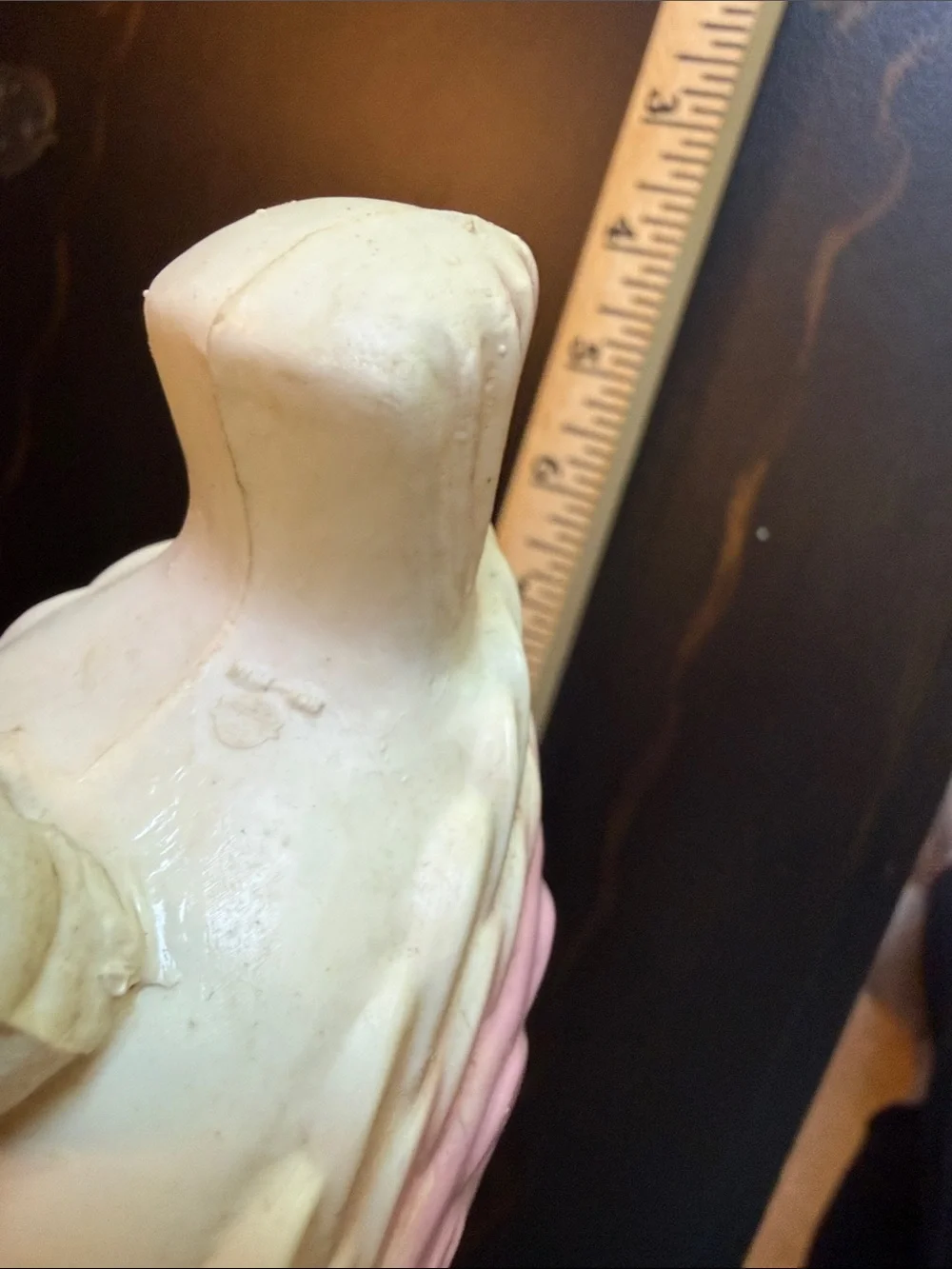 Vintage baby shower White & Pink Stork Figurine with Red Beak as-is